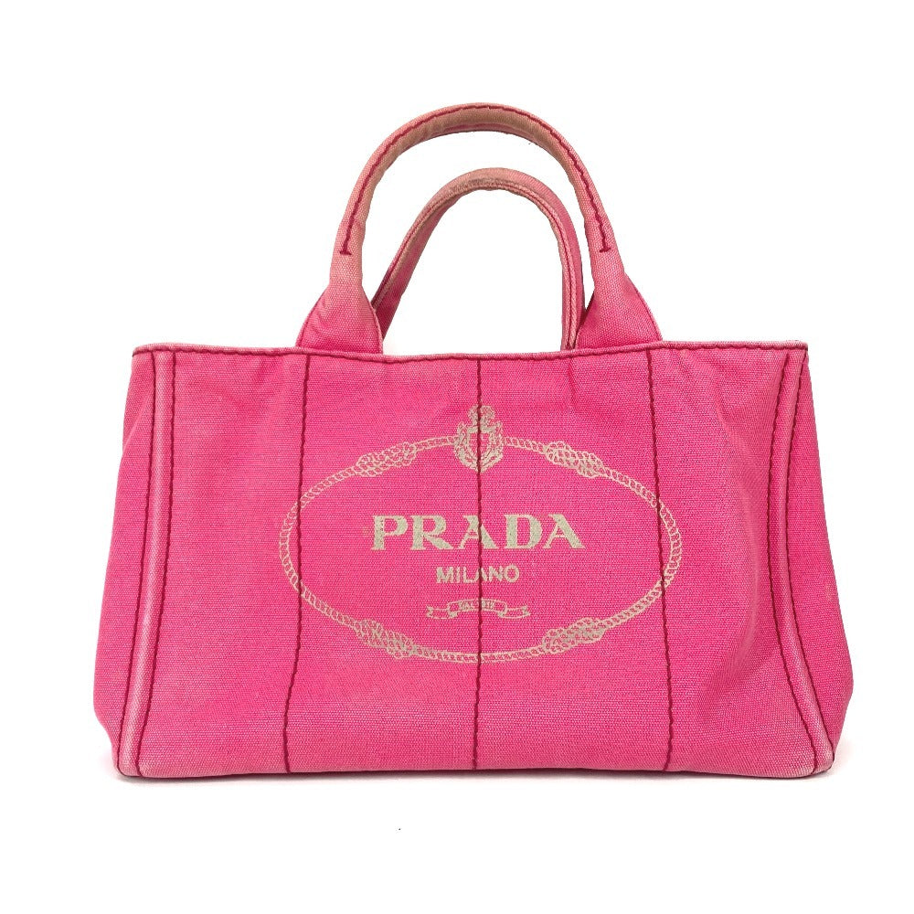 PRADA Tote Bag canvas pink Canapa logo M Women