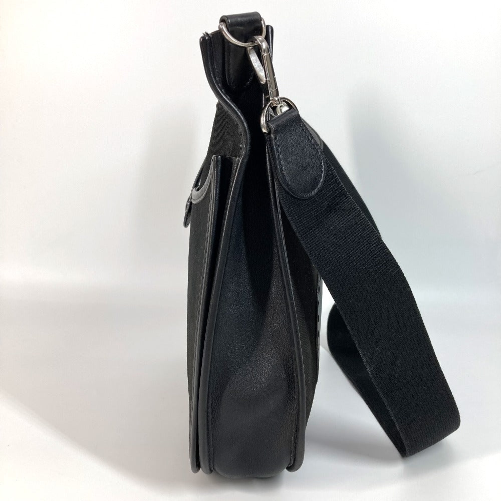 HERMES Shoulder Bag Leather / canvas black Punching logo Evelyn2 PM Evelyn