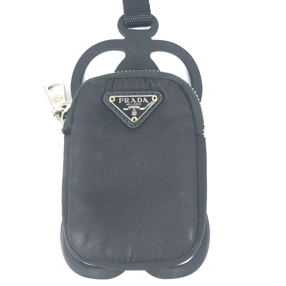 PRADA Mobile case Nylon black Triangle logo plate mens(Unisex)