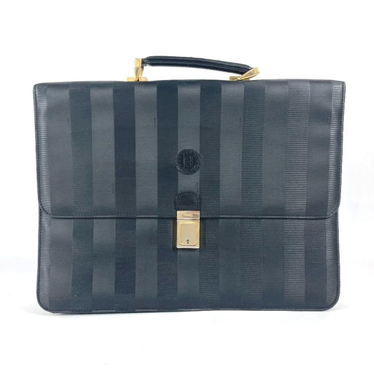 FENDI Business bag PVC / Leather black Pecan logo unisex(Unisex)