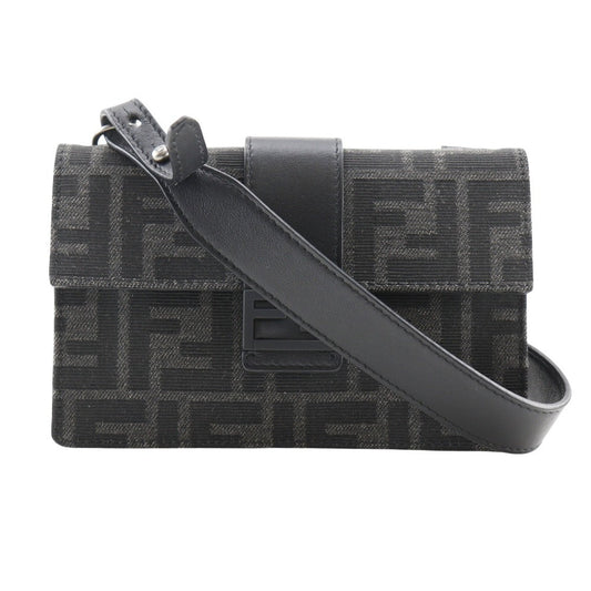 FENDI Shoulder Bag 7M0295 Nylon canvas, leather black clutch 3WAY Marsupio Baguette mens