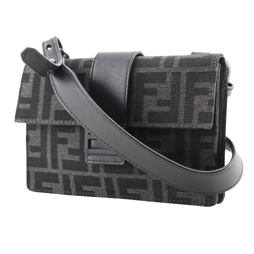 FENDI Shoulder Bag 7M0295 Nylon canvas, leather black clutch 3WAY Marsupio Baguette mens