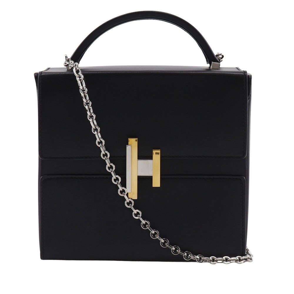 HERMES Shoulder Bag leather black cinematic