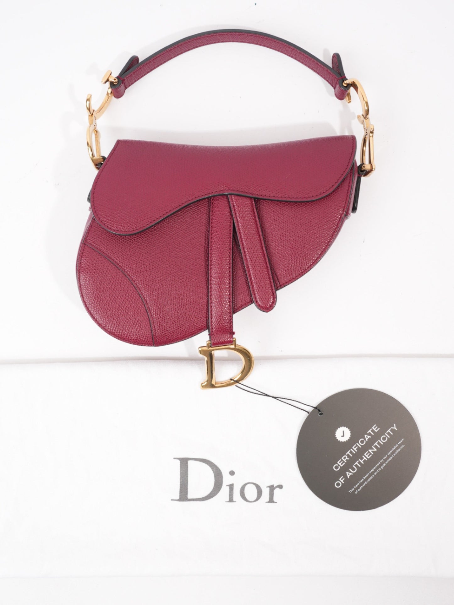 Christian Dior Mini saddle bag Bordeaux Red Calfskin Leather Mini