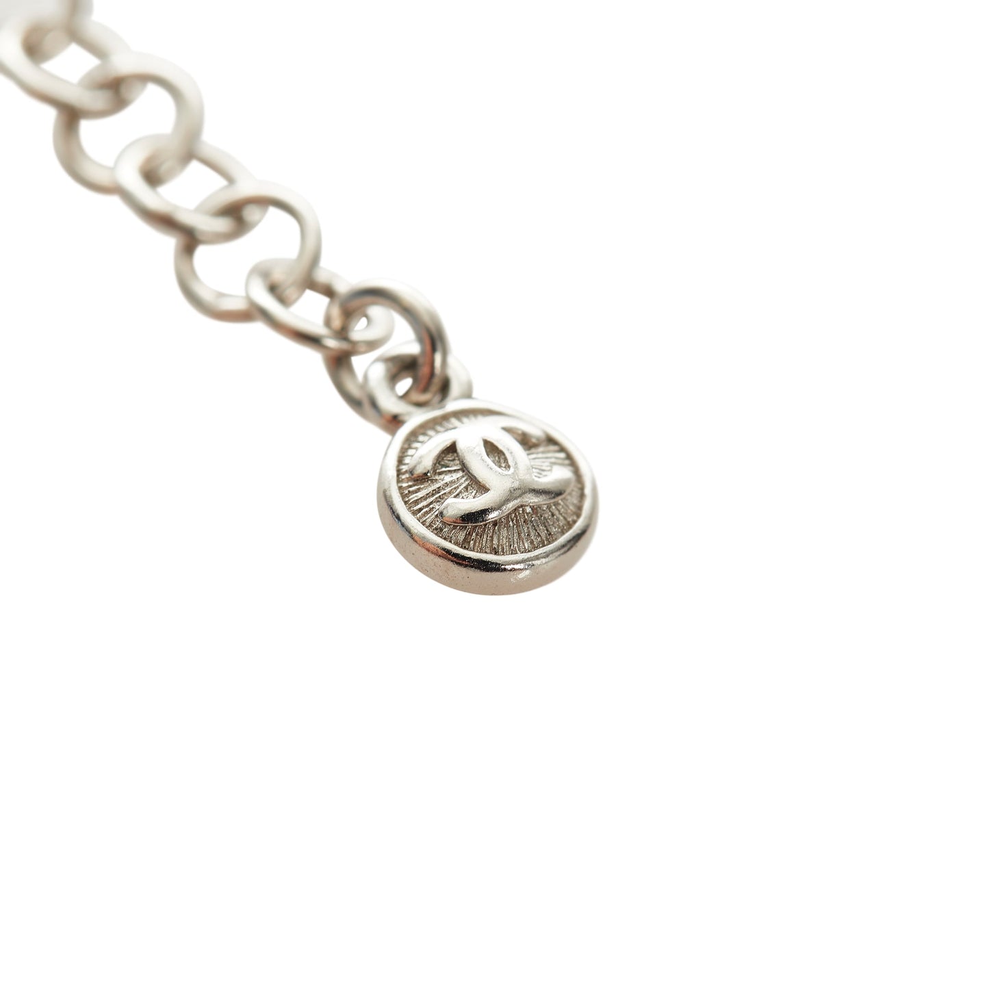Chanel CC Faux Pearl Necklace Silver