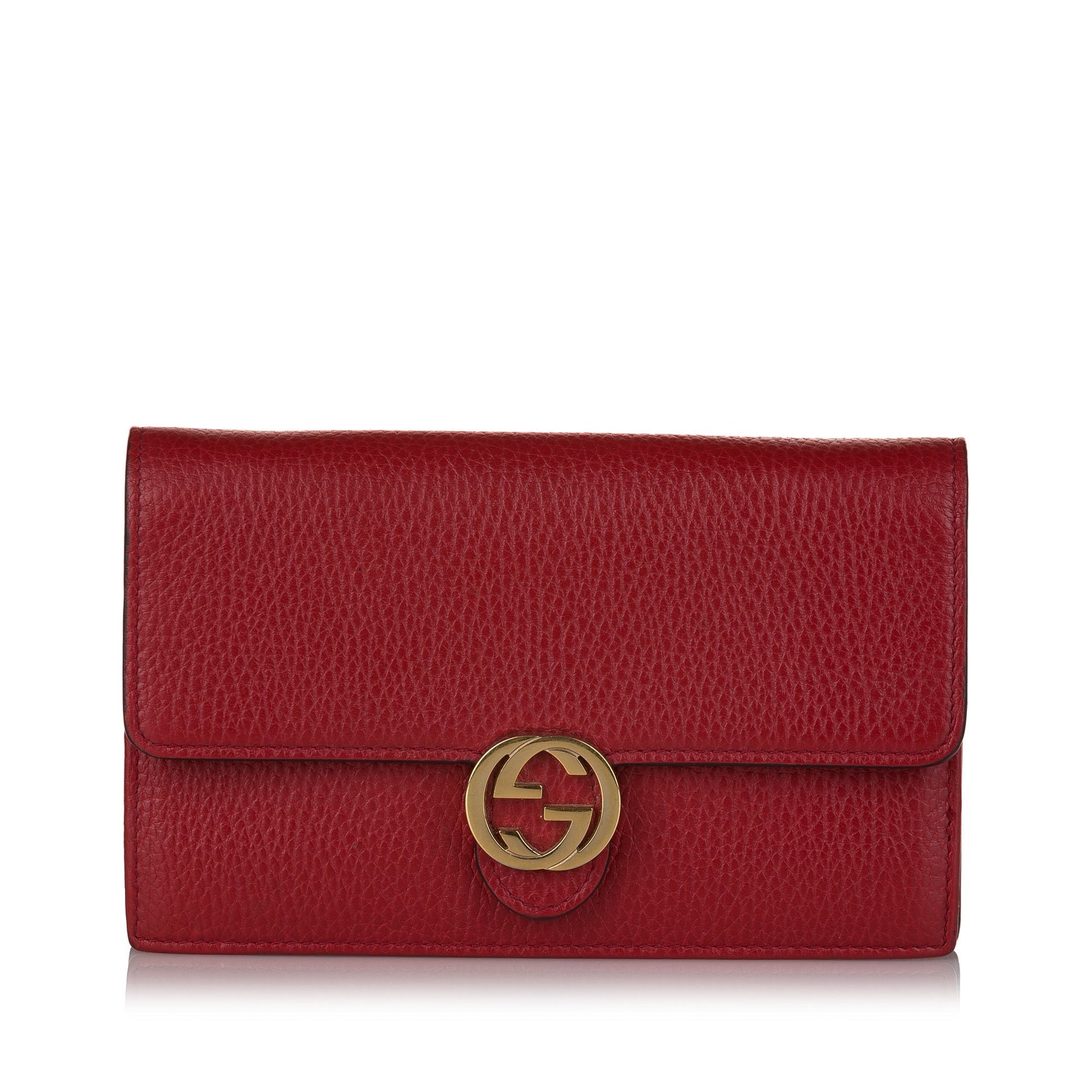 Gucci Interlocking G Red Leather Chain Crossbody Style 1