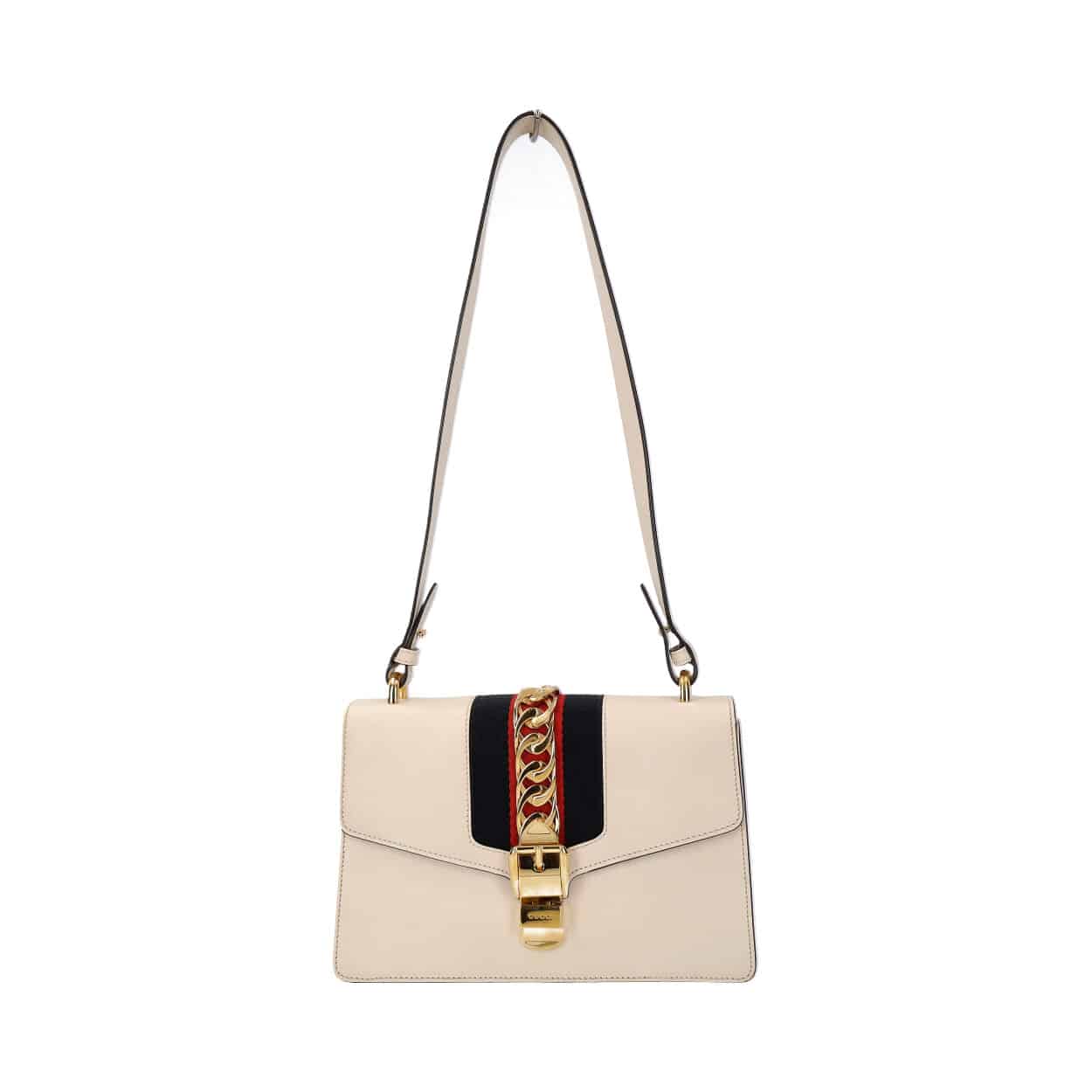 Gucci Sylvie White Leather Shoulder Bag Style 3