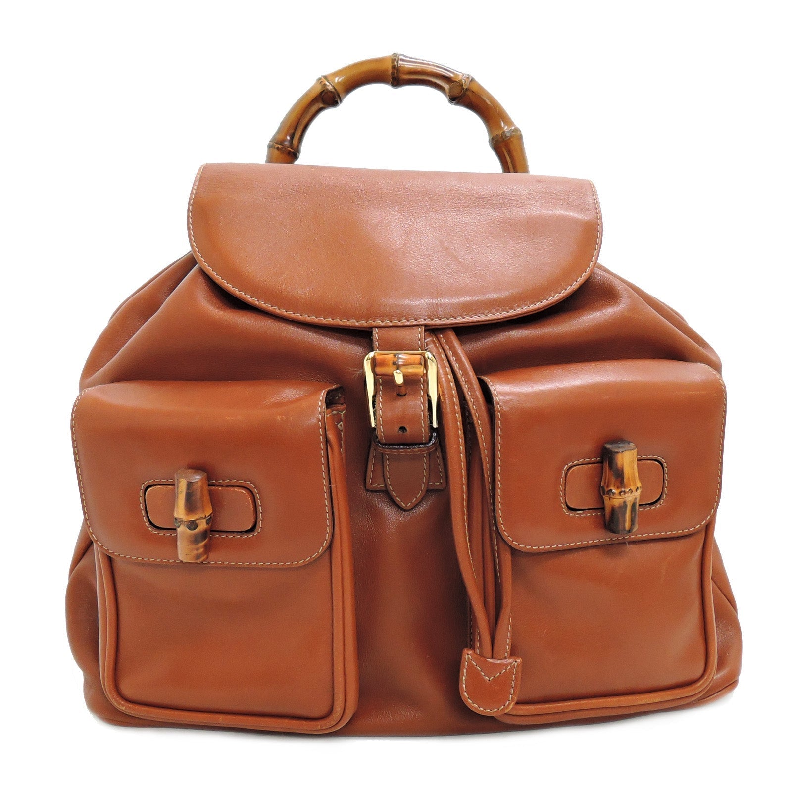 Gucci Bamboo Brown Leather Backpack Style 1