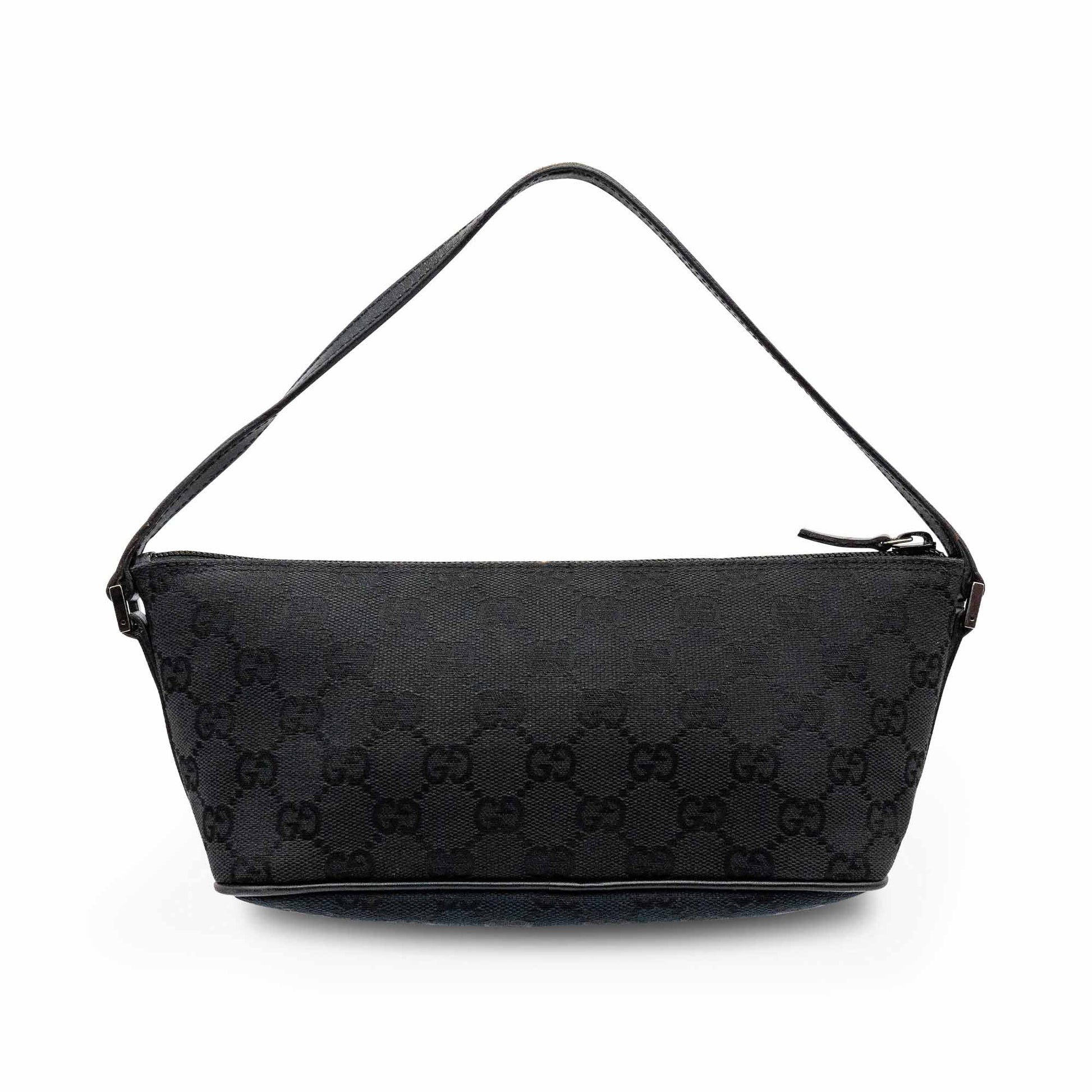Gucci Monogram Pochette Leather Canvas Shoulder Bag