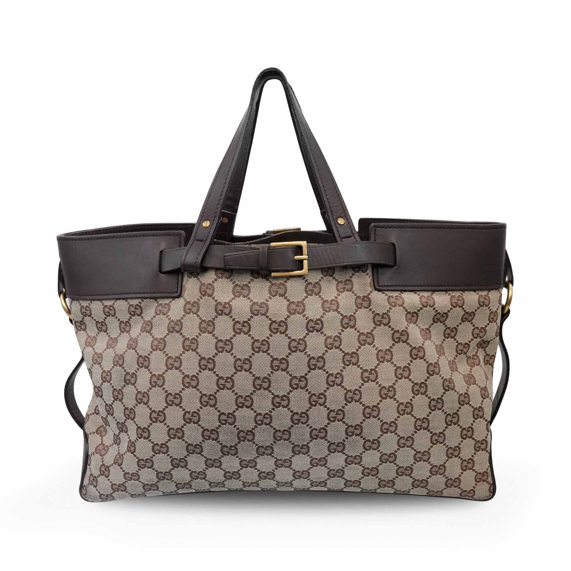 Gucci Monogram Leather Canvas Tote