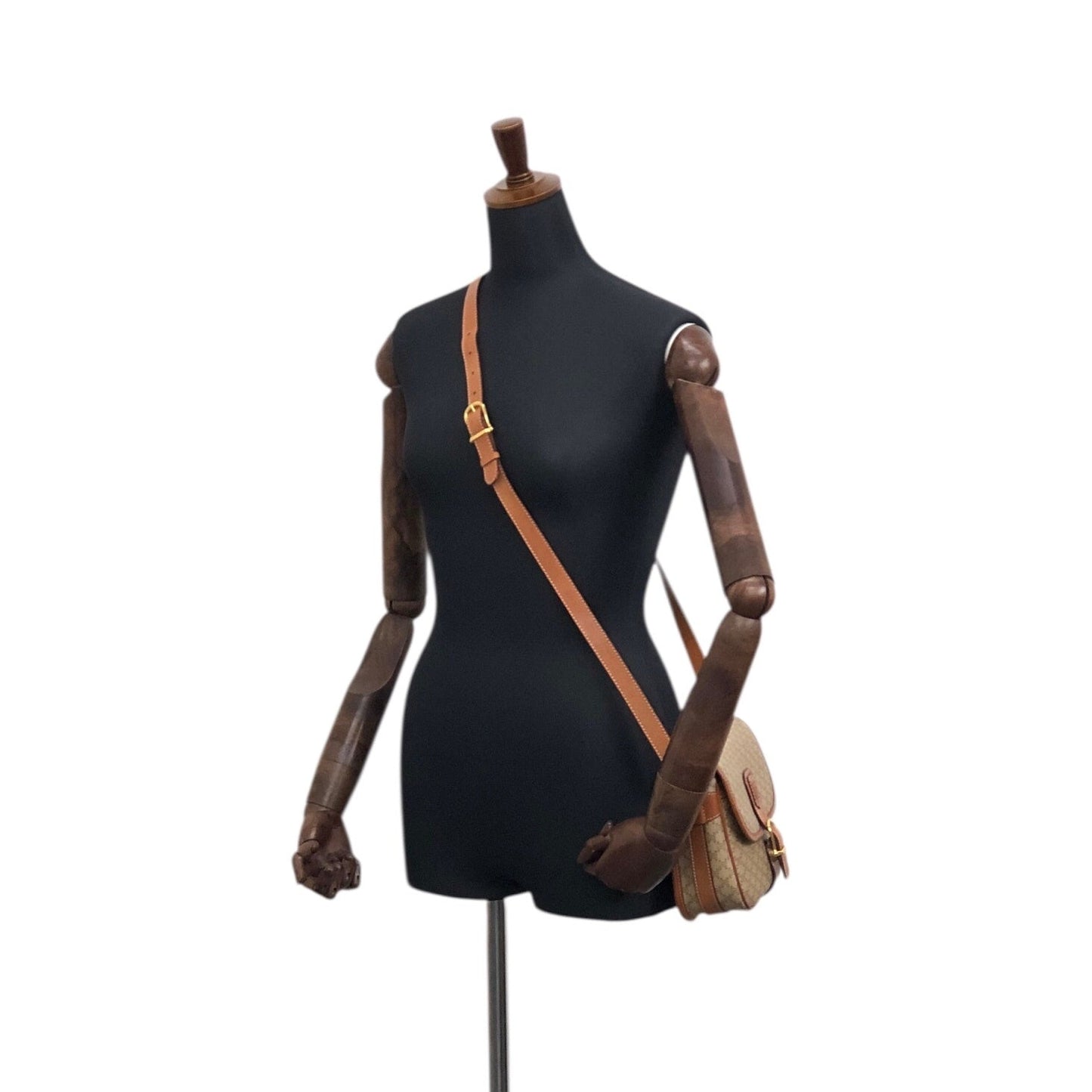 CELINE Macadam Front Buckle Shoulder bag Beige nnbcwv