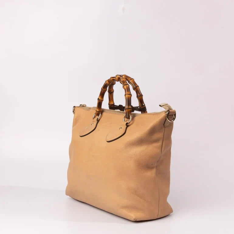 Gucci Lou Leather Canvas Tote