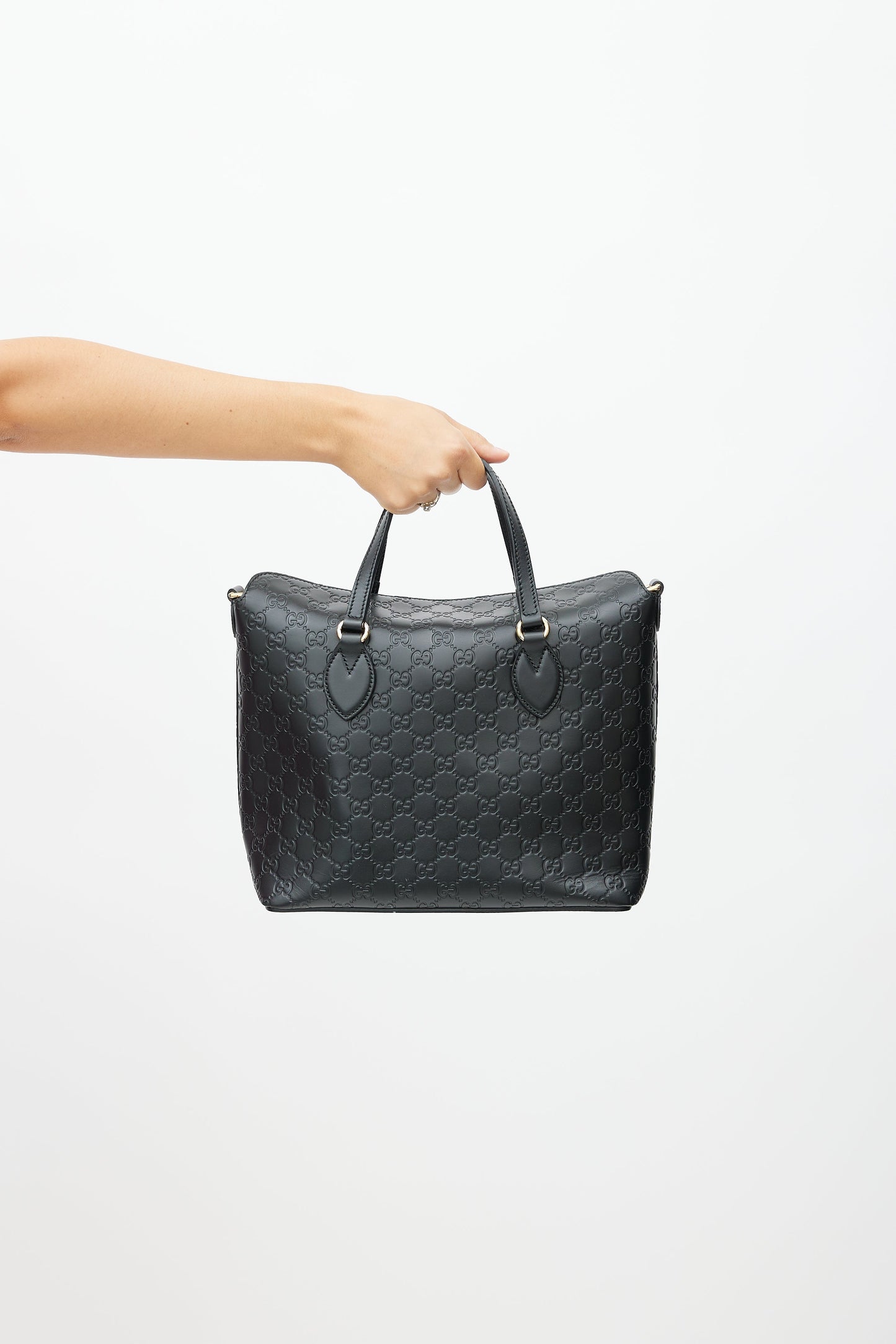 Gucci Guccissima Black Leather Monogram Shoulder Bag Style 2