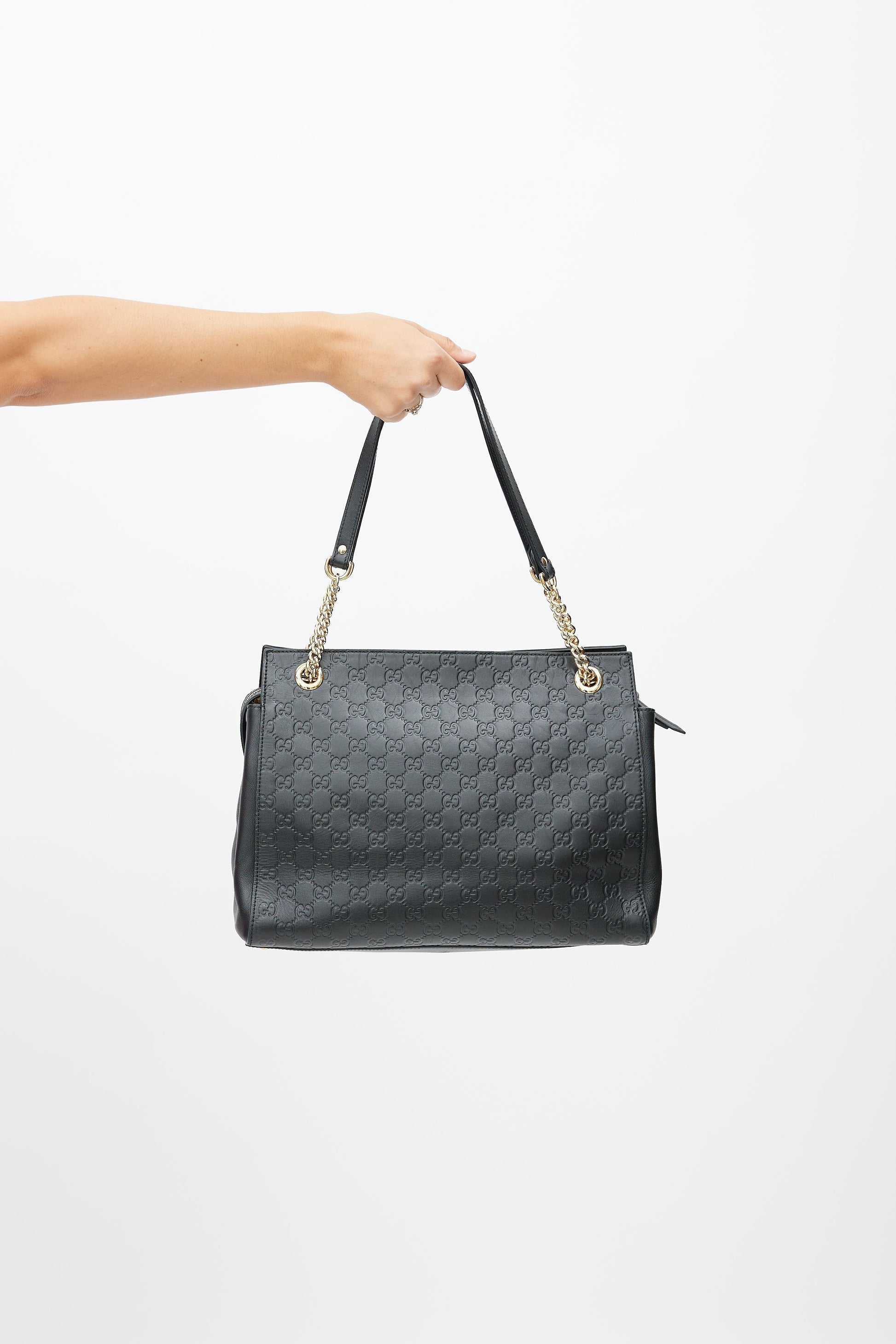 Gucci Guccissima Black Leather Monogram Shoulder Bag Style 3