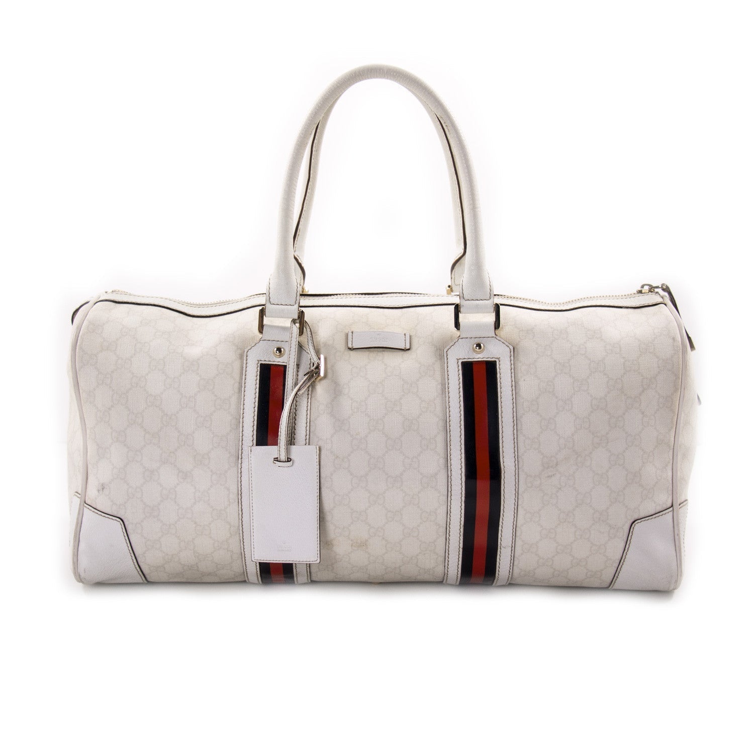 Gucci Web Leather Nylon Handbag