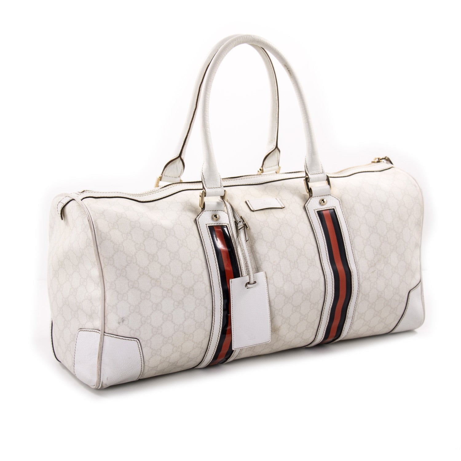 Gucci Web Leather Nylon Handbag