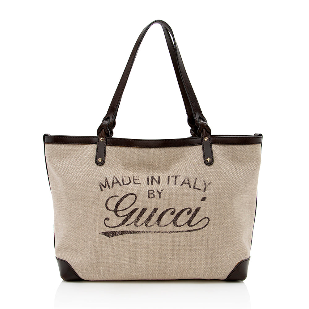 Gucci Leather Canvas Tote