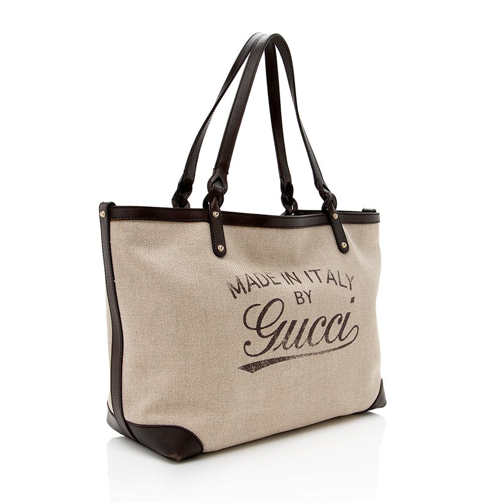 Gucci Leather Canvas Tote