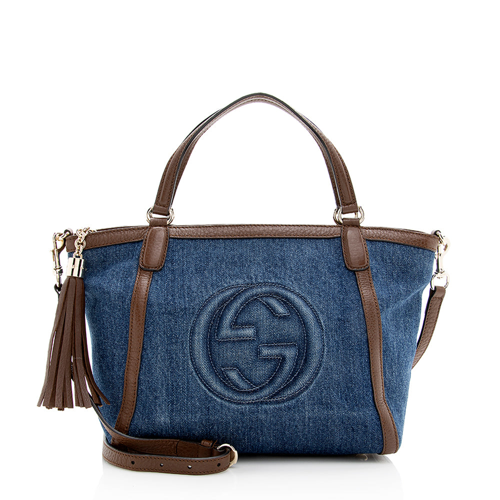 Gucci Soho Leather Denim Tote
