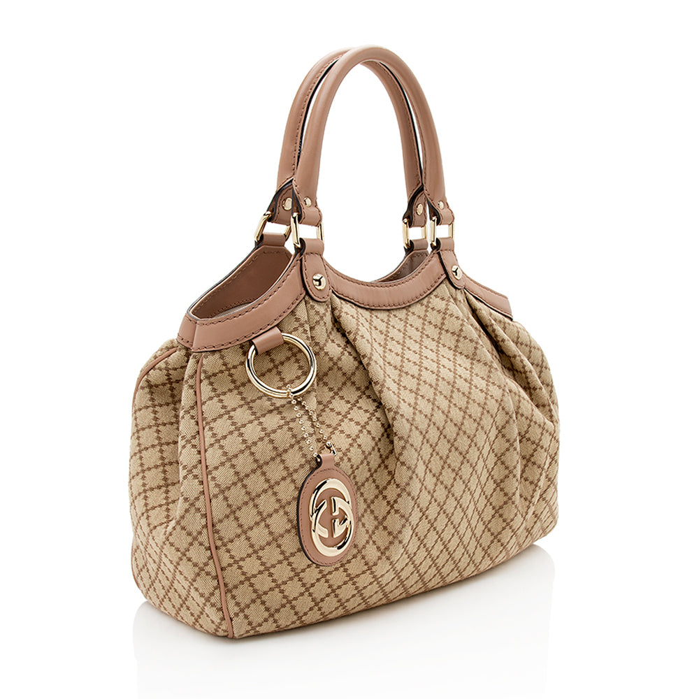 Gucci Sukey Leather Canvas Tote Style 6