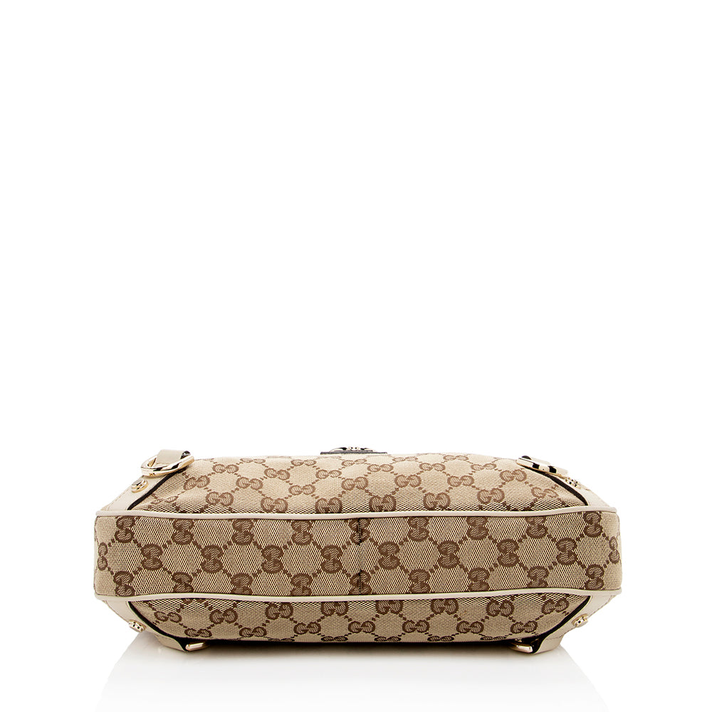 Gucci Abbey Leather Canvas Shoulder Bag Style 1