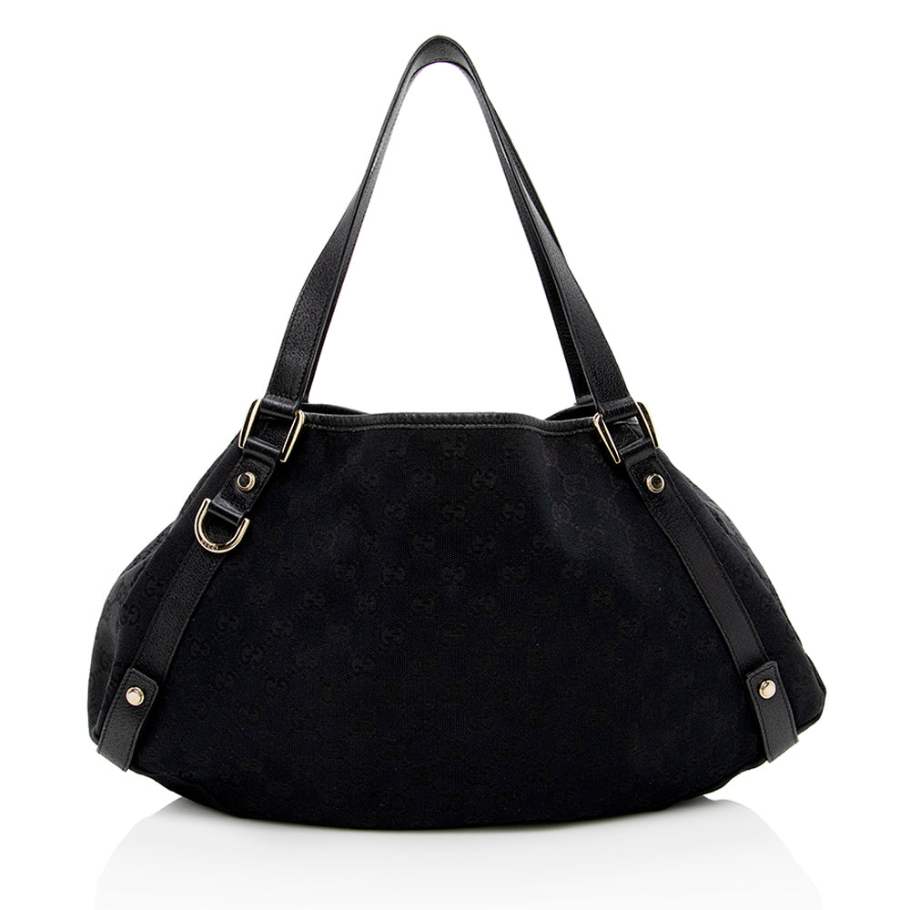Gucci Abbey Leather Canvas Shoulder Bag Style 2