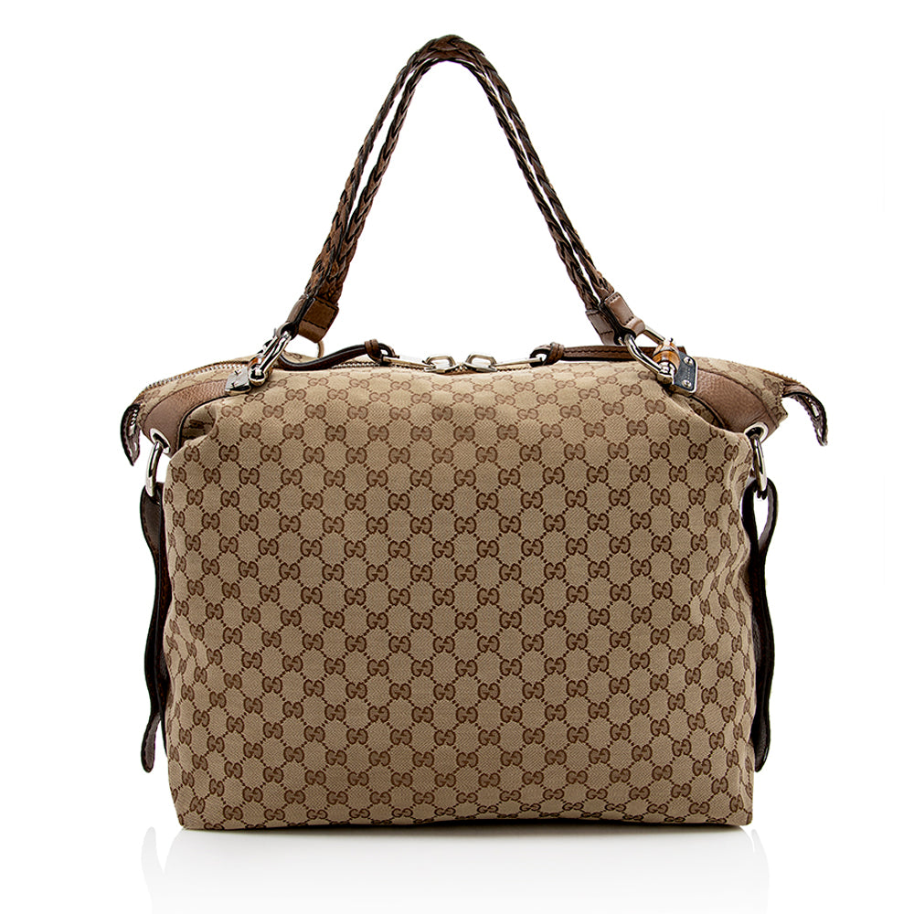 Gucci Leather Canvas Tote