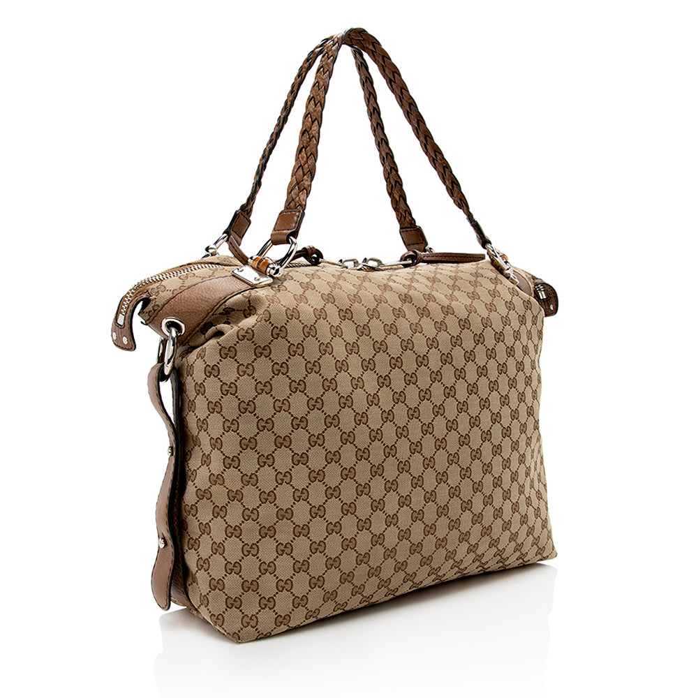 Gucci Leather Canvas Tote