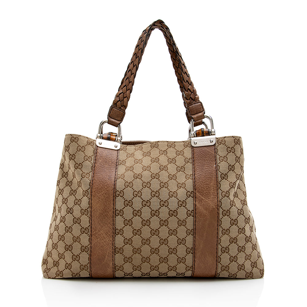Gucci Leather Canvas Tote