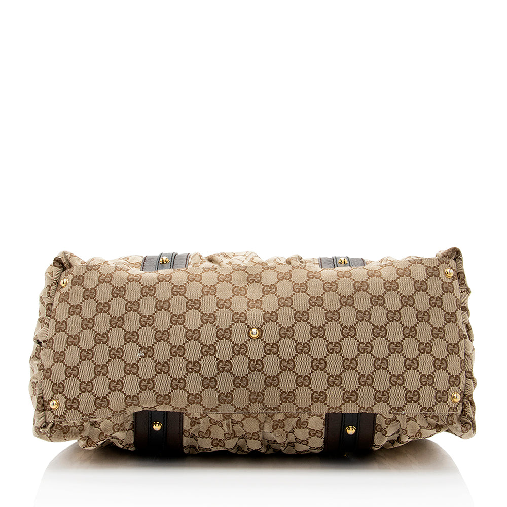 Gucci Interlocking G Leather Canvas Tote