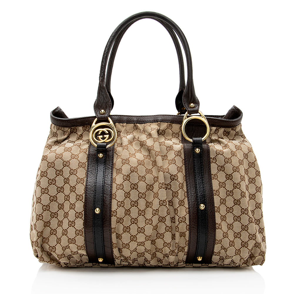 Gucci Leather Canvas Tote