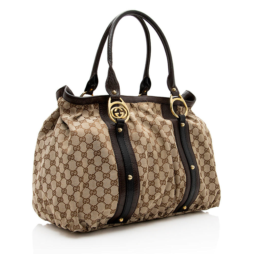 Gucci Leather Canvas Tote