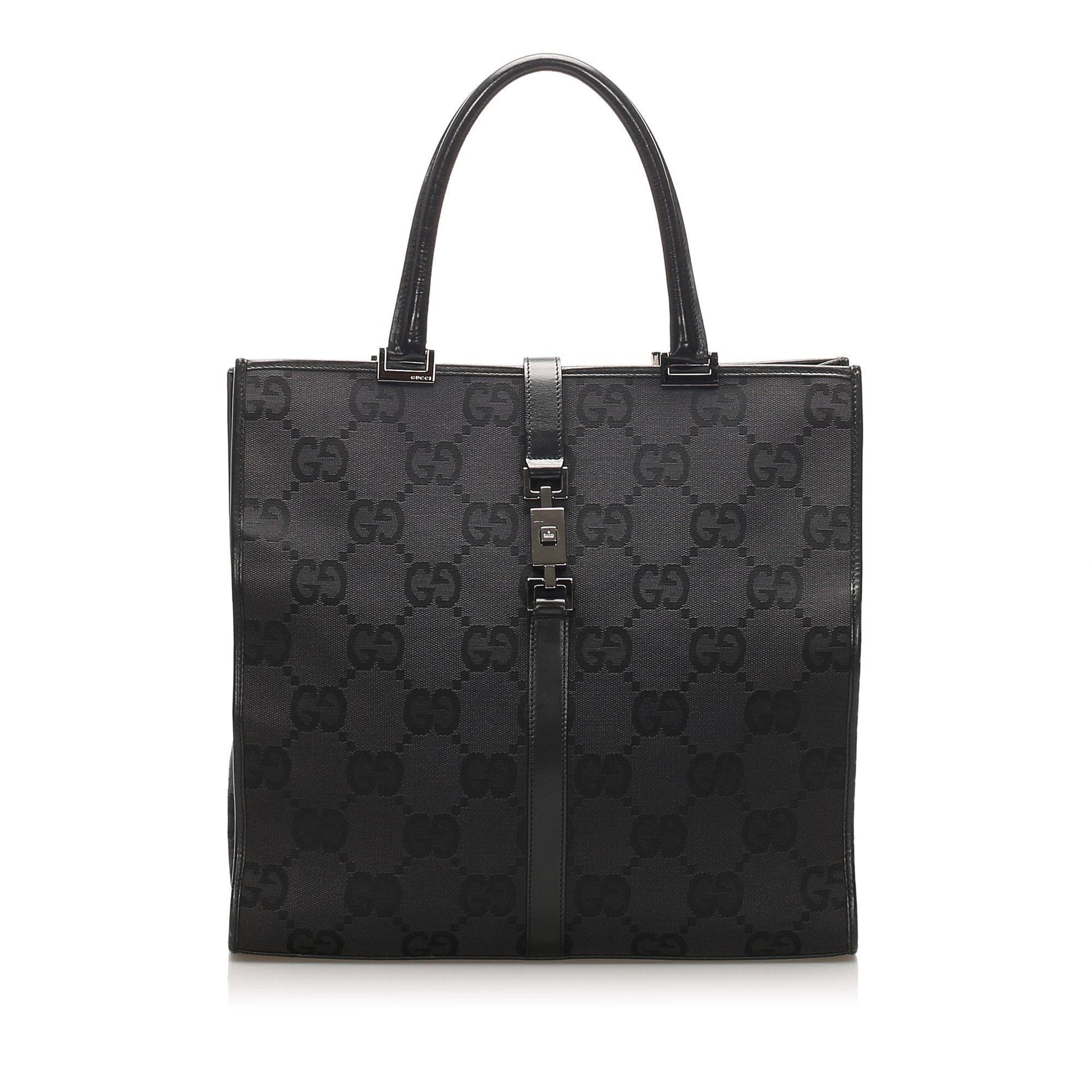 Gucci Jackie Leather Canvas Tote Style 1