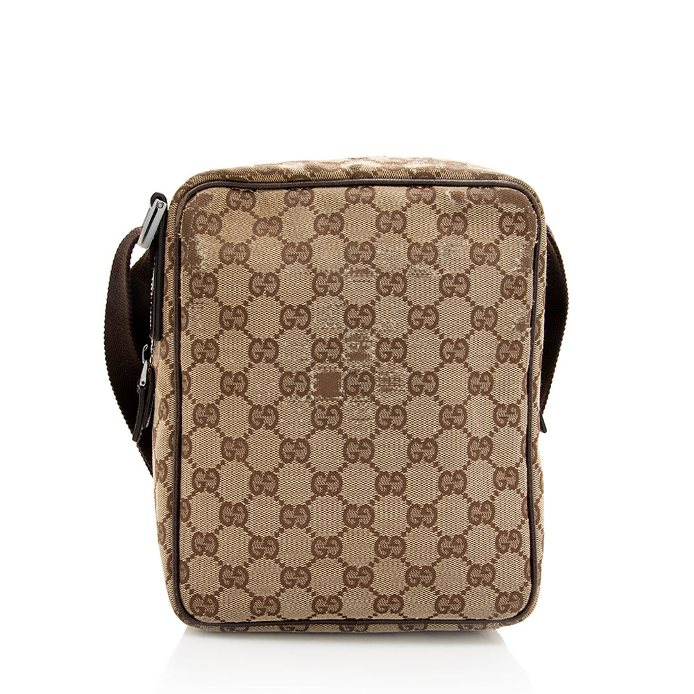 Gucci Leather Canvas Shoulder Bag Style 47