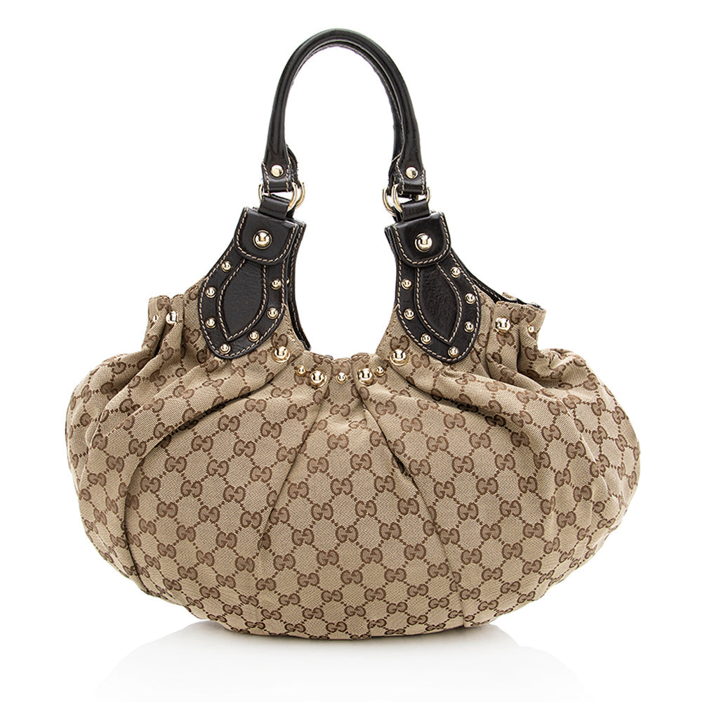 Gucci Leather Canvas Shoulder Bag