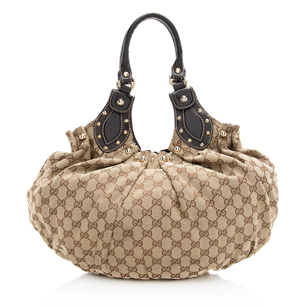Gucci Leather Canvas Shoulder Bag