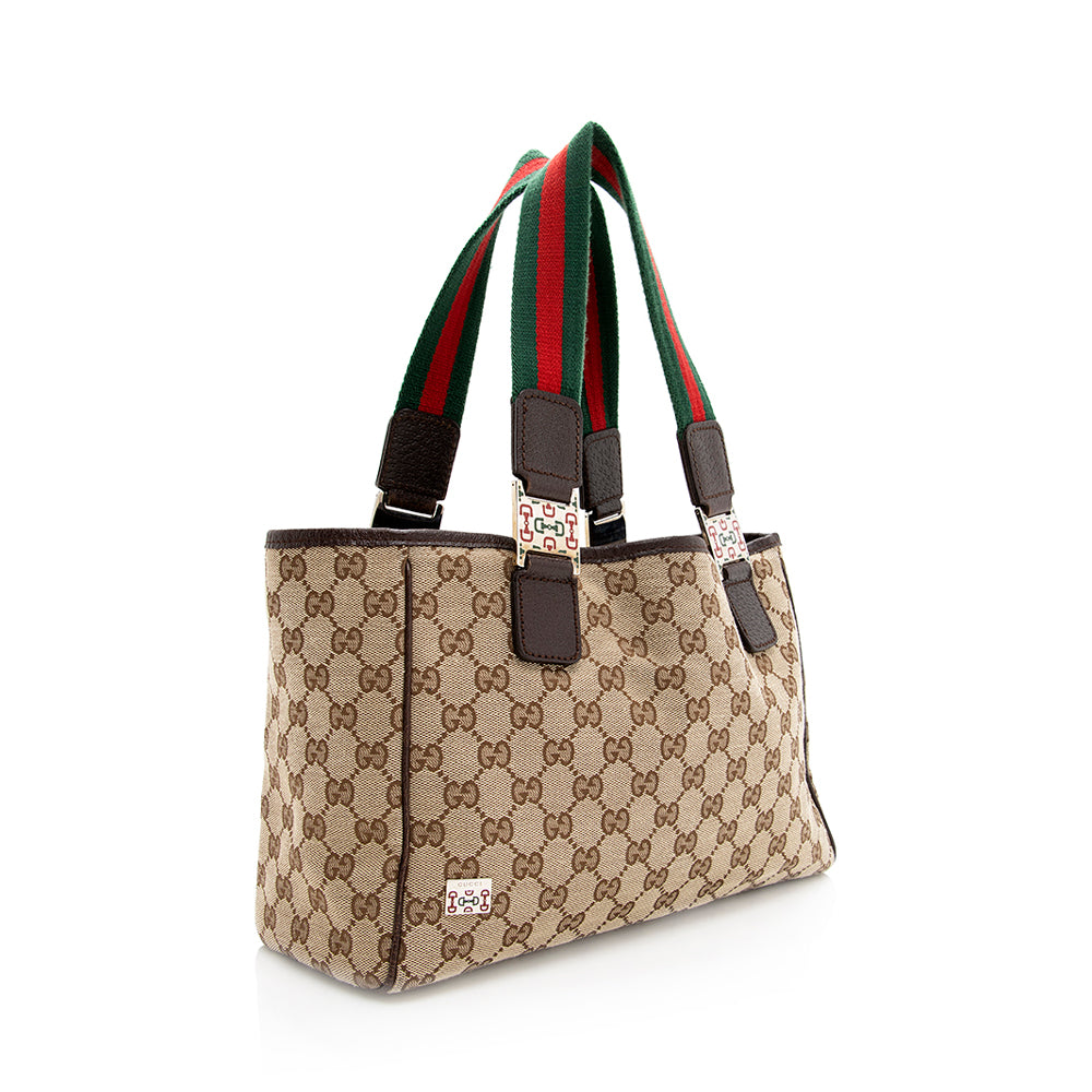 Gucci Web Leather Canvas Tote Style 4