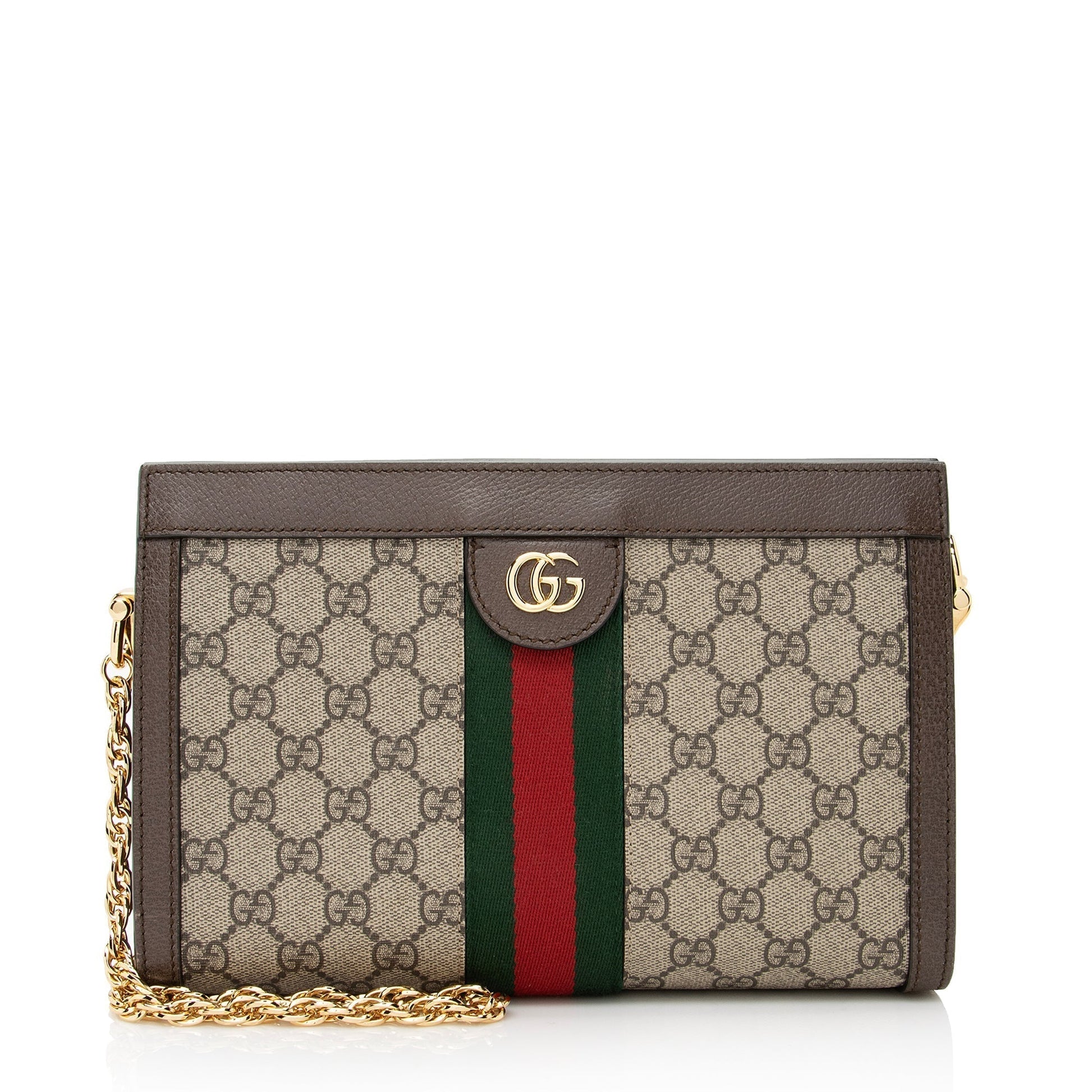 Gucci Nylon Chain Leather Shoulder Bag