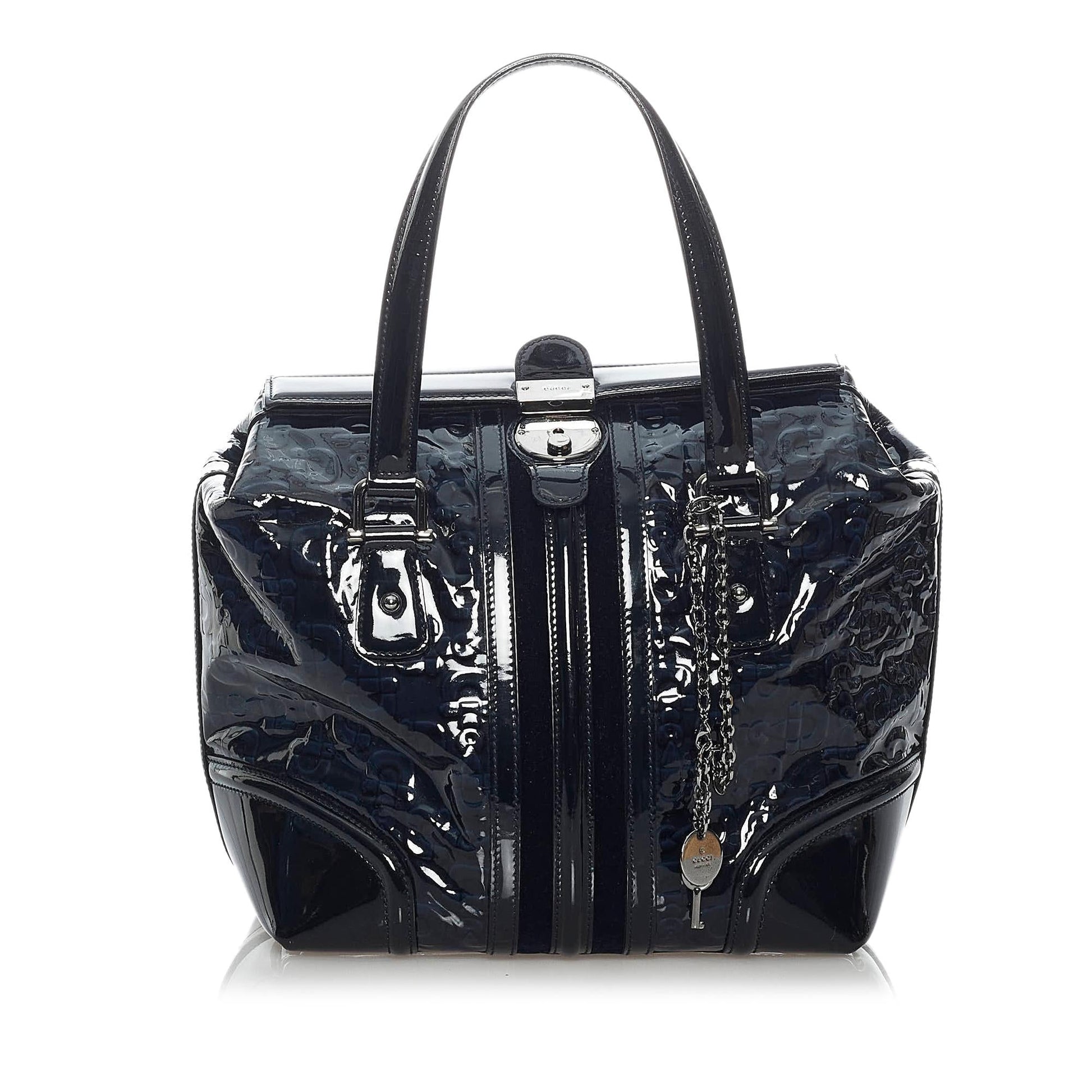 Gucci Horsebit Leather Patent Leather Handbag