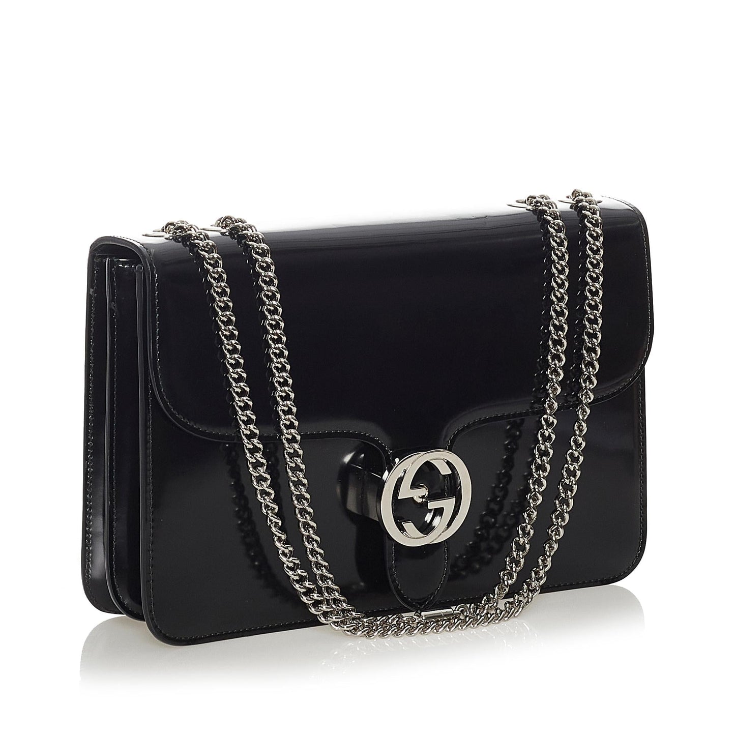 Gucci Interlocking G Leather Patent Leather Shoulder Bag
