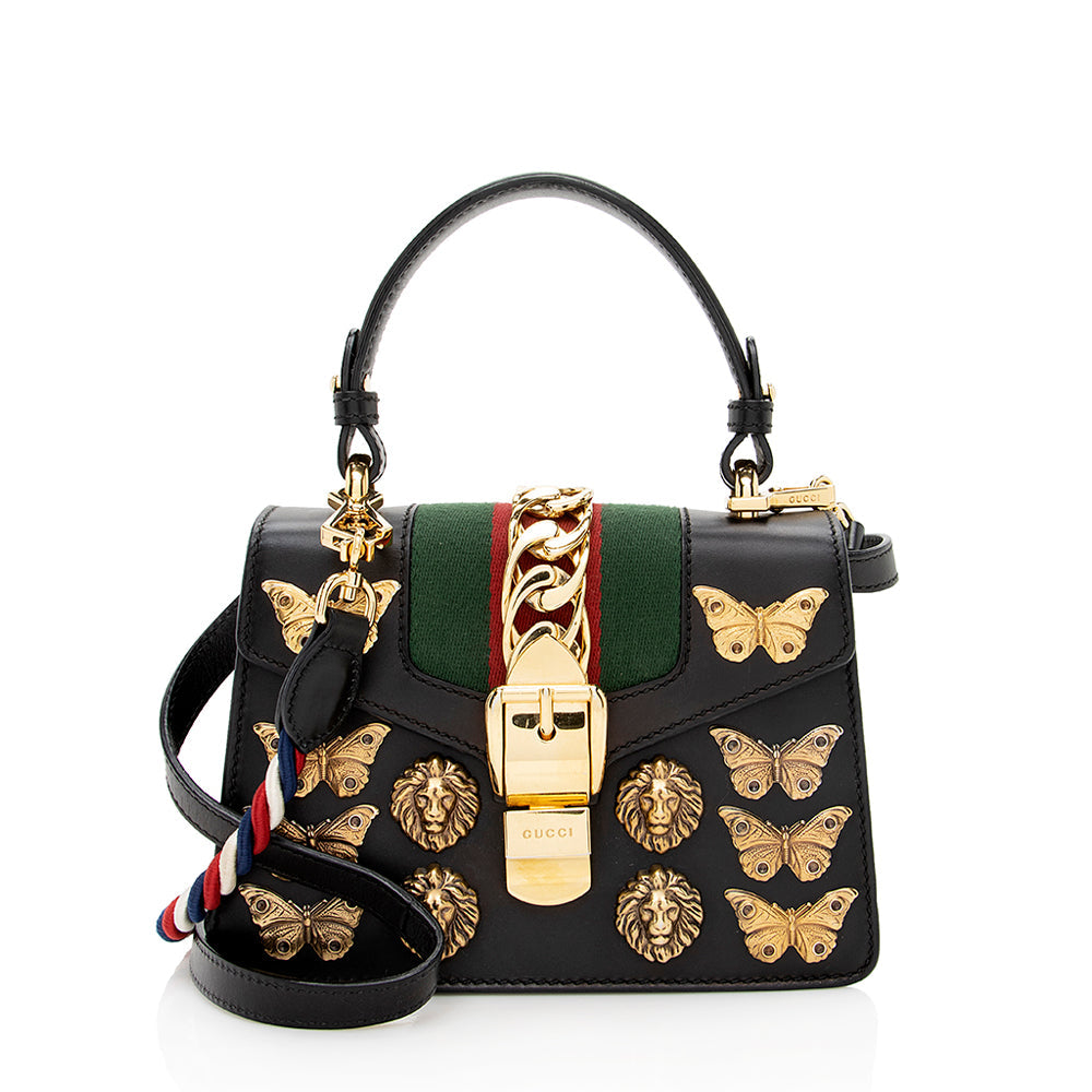 Gucci Sylvie Leather Nylon Handbag