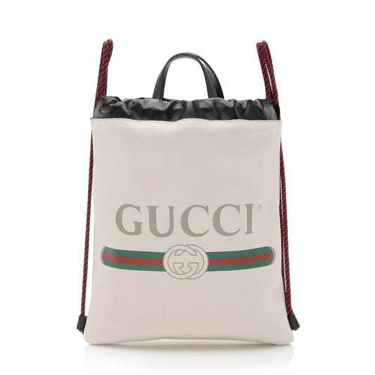 Gucci Leather Logo Drawstring Backpack (SHF-l0fZZC)
