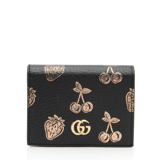 Gucci Leather Strawberry Cherry GG Marmont Card Holder (SHF-y2lHXZ)