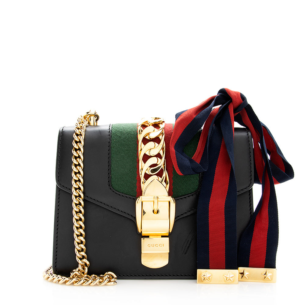 Gucci Sylvie Leather Nylon Shoulder Bag