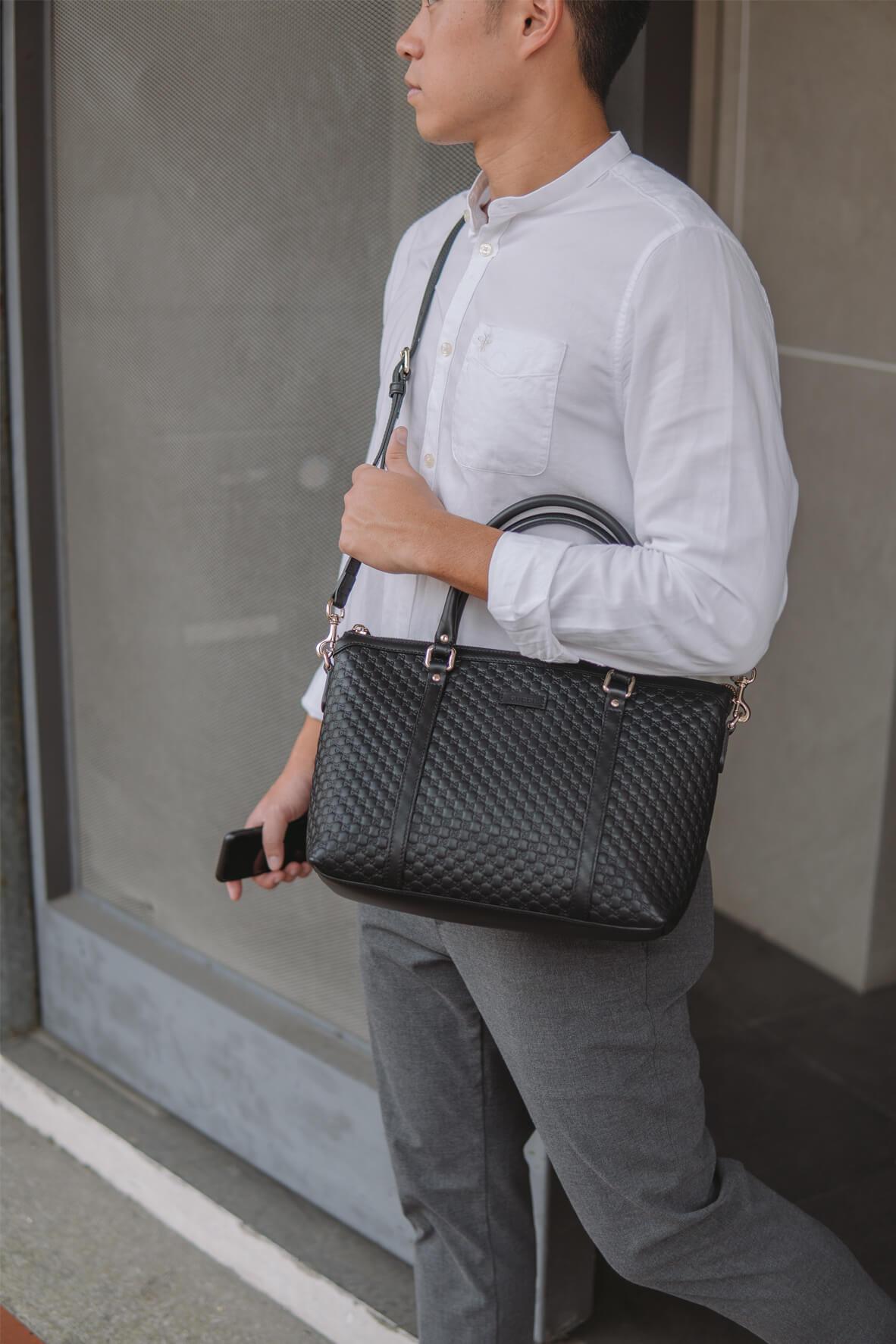 Gucci Guccissima Black Leather Tote Style 4