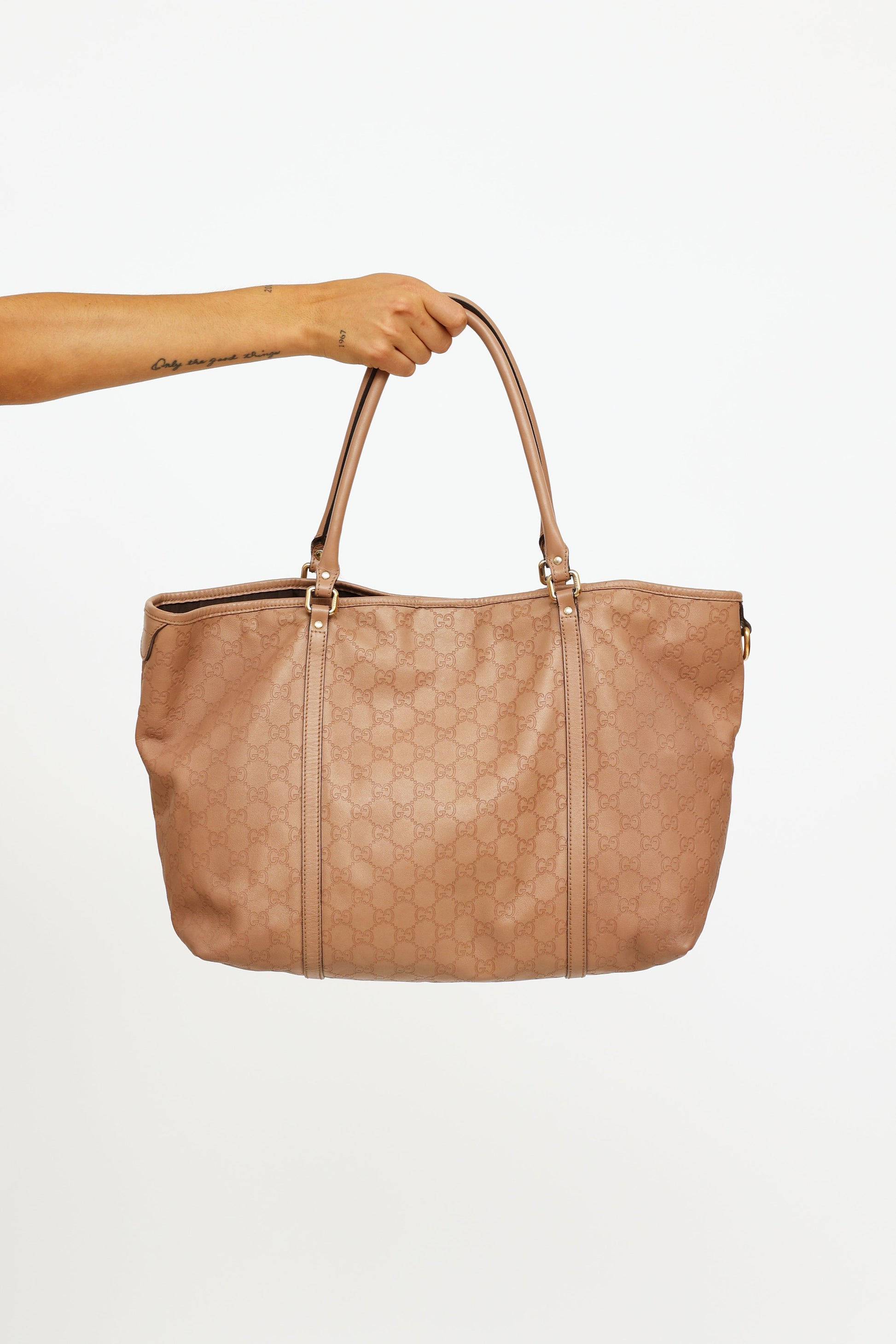 Gucci Guccissima Pink Leather Monogram Tote