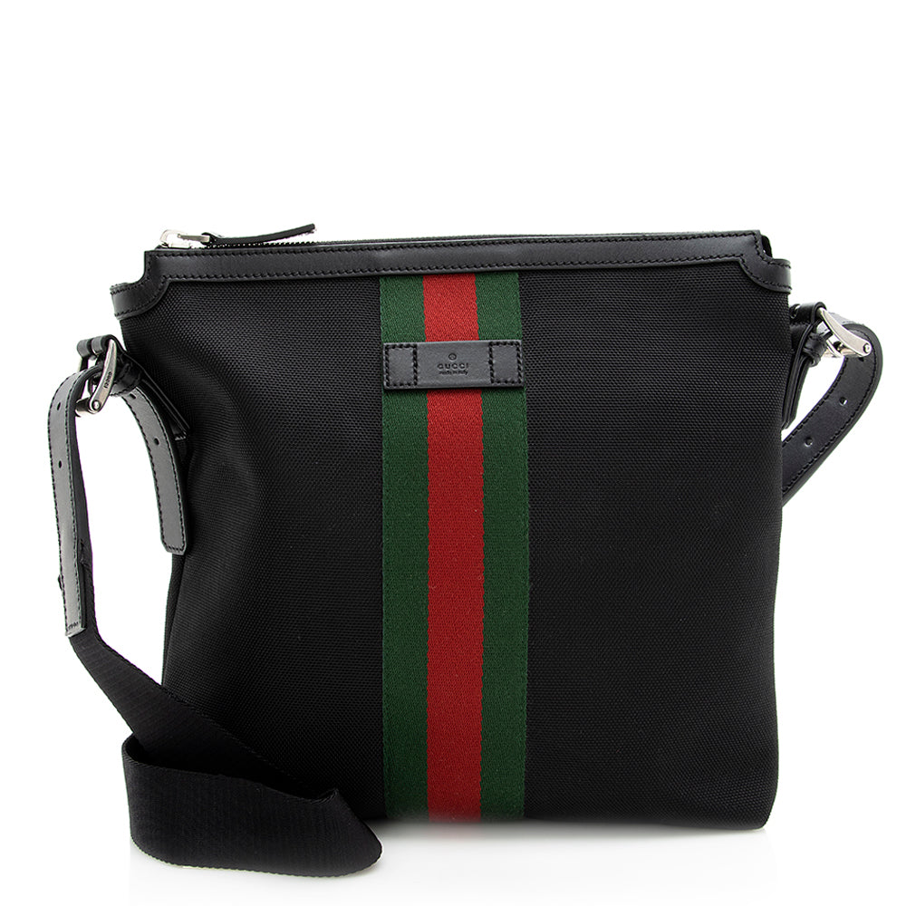 Gucci Nylon Leather Canvas Shoulder Bag