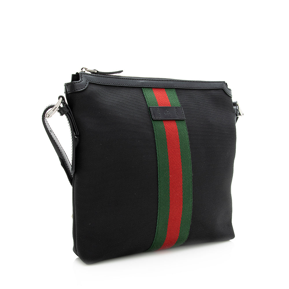 Gucci Web Leather Canvas Shoulder Bag Style 3