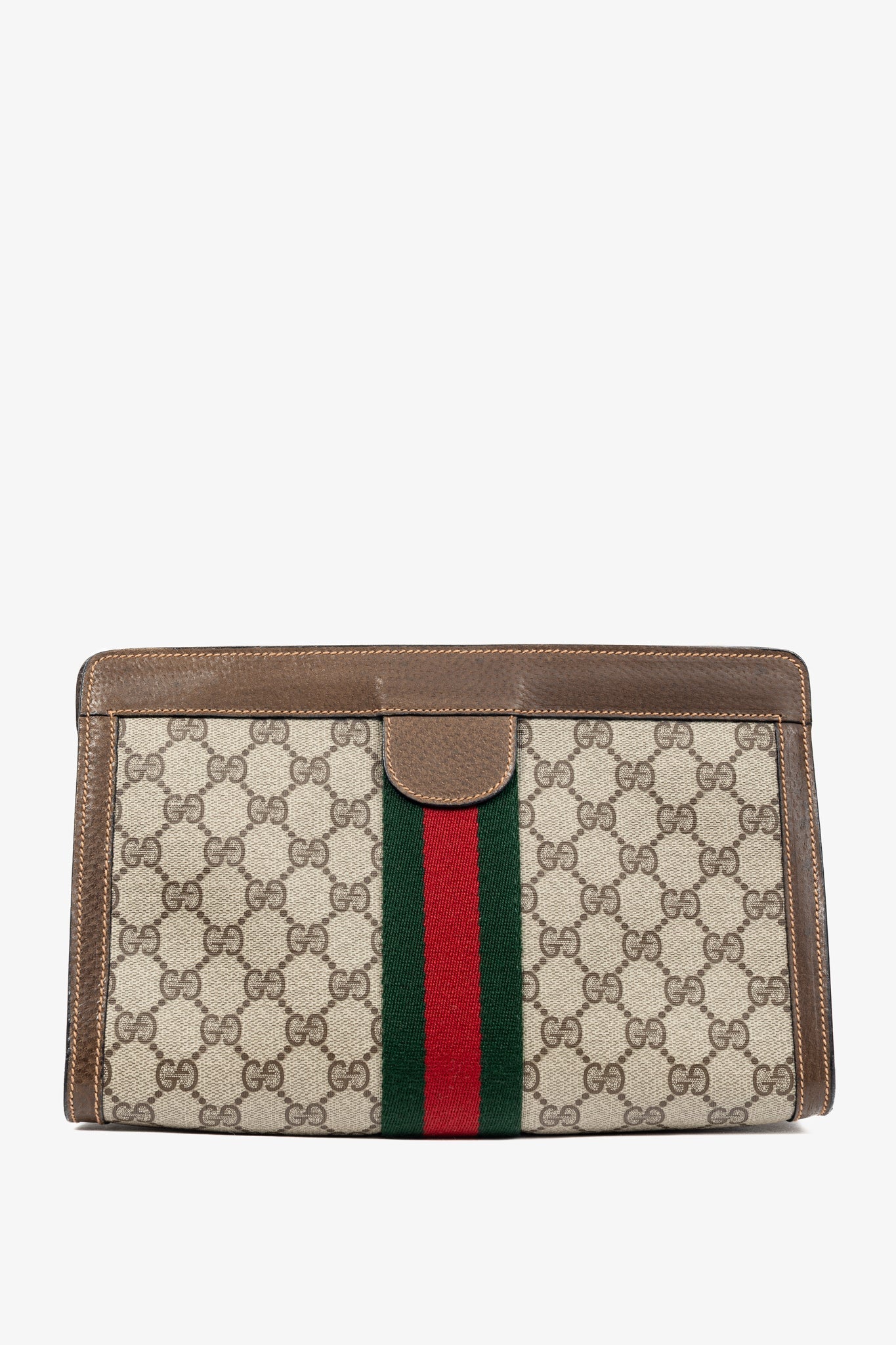 Gucci Monogram Leather Canvas Clutch