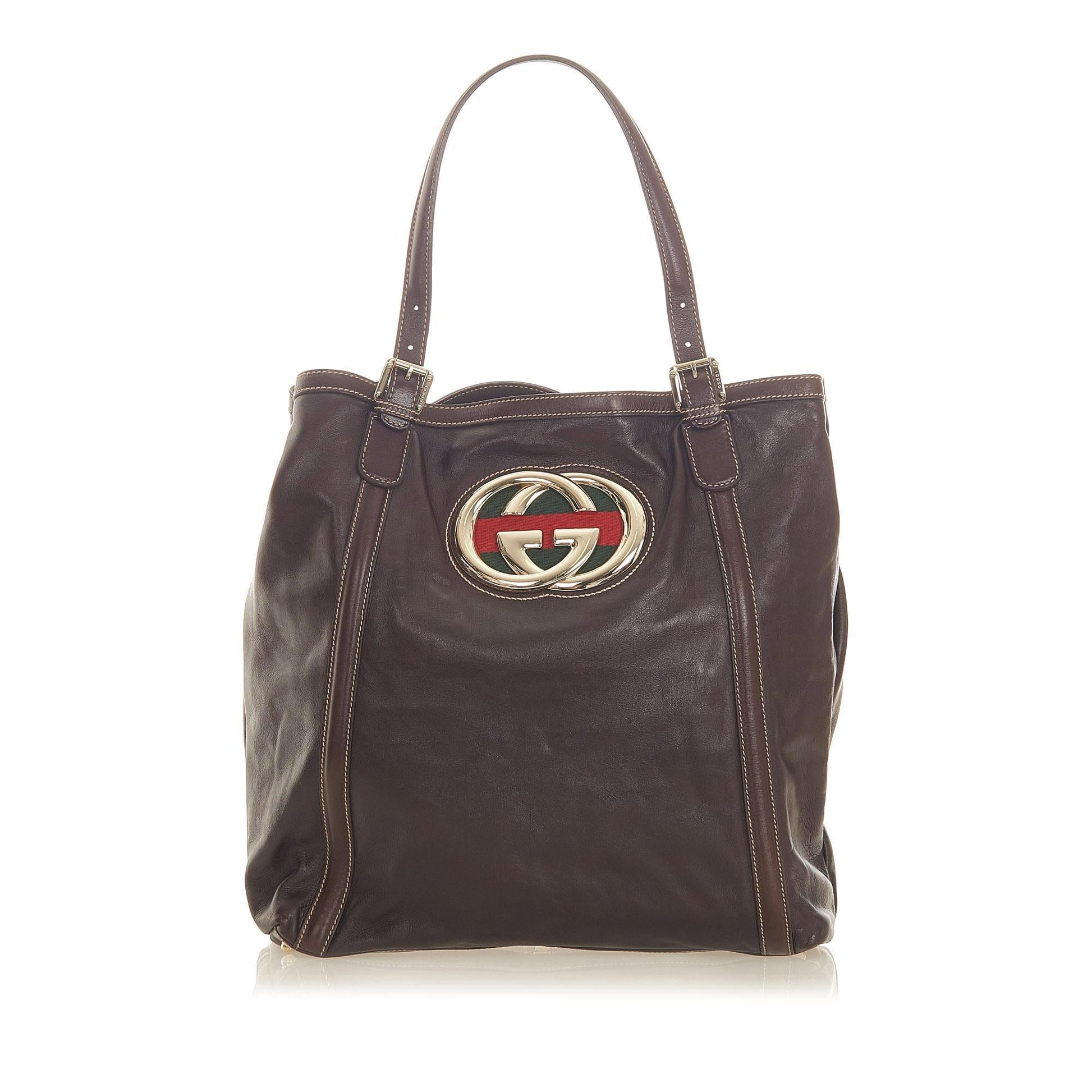 Gucci Web Leather Tote Style 2